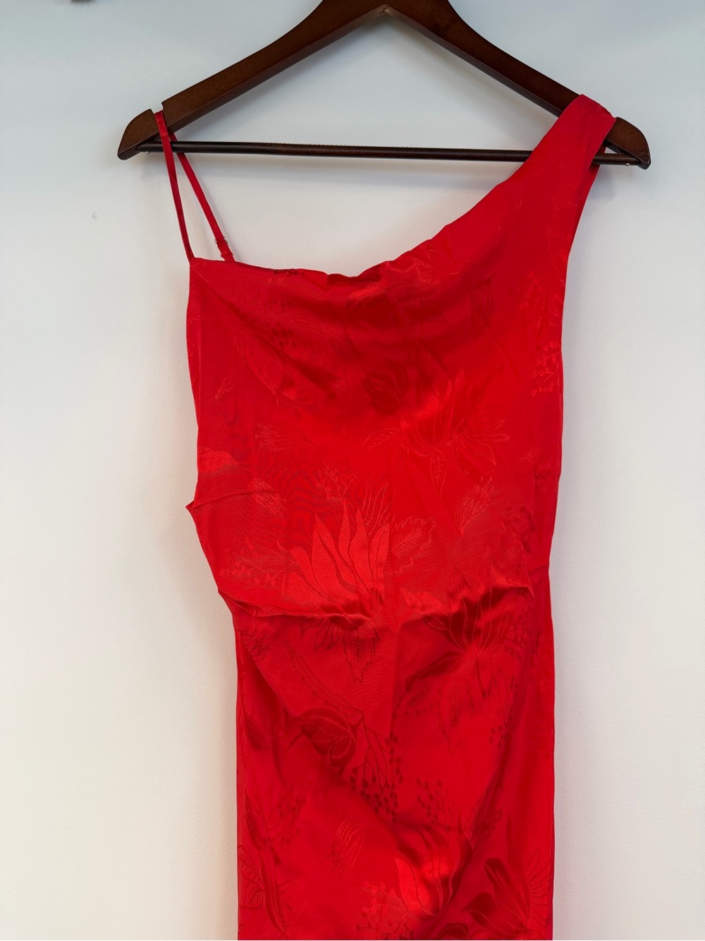 Lovers + Friends Red Satin Slip Midi Dress with High Slit - Picture 3 of 8